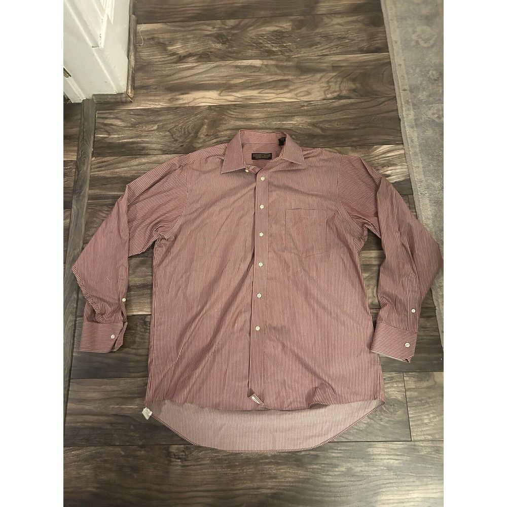 Donald J Trump Signature‎ Collection Dress Shirt 16 1/2 34/35 Red Striped 198